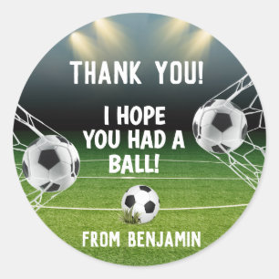 Blue Green Soccer Stadium Sports Theme Birthday Classic Round Sticker