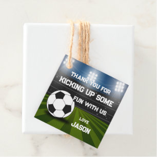Blue Green Soccer Stadium Sports Theme Birthday Favour Tags