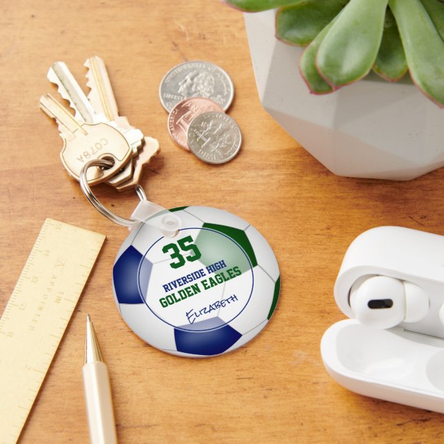 blue green soccer team gifts under 10 key ring (Desk)