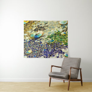 Blue Green Spanish Mosaic Tapestry