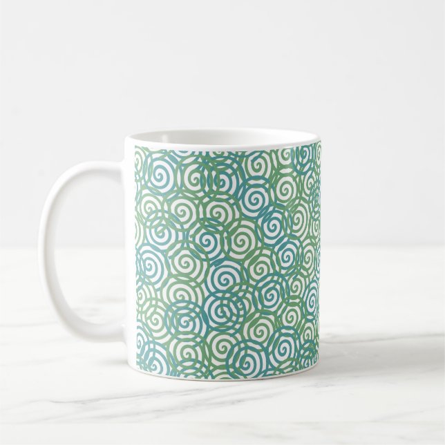 Blue Green Spirals Coffee Mug (Left)