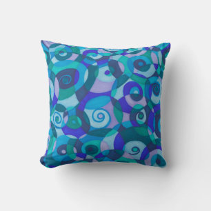 Blue Green Spirals Cushion