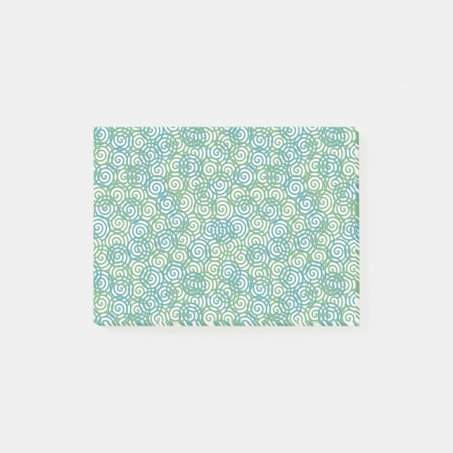 Blue Green Spirals Post-it Notes (Front)