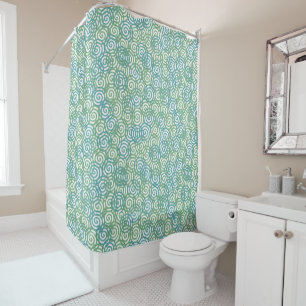 Blue Green Spirals Shower Curtain