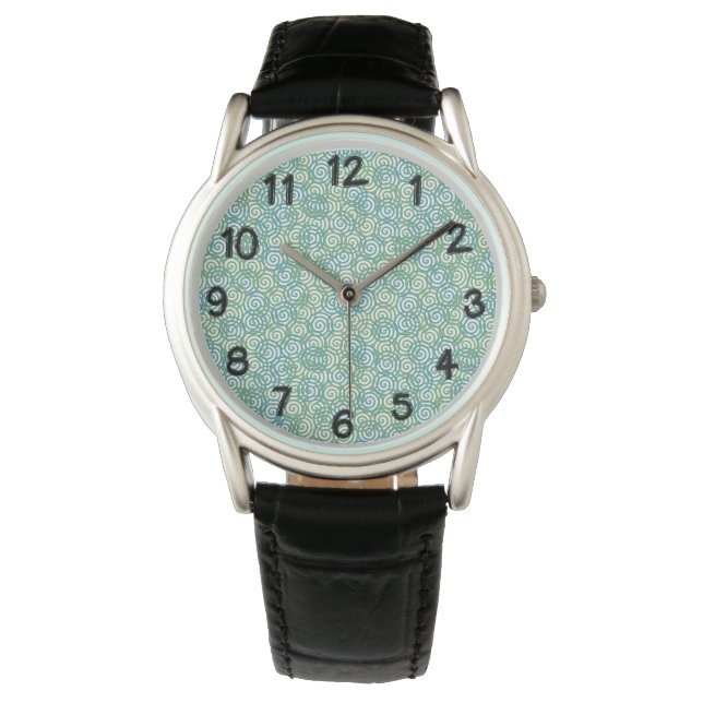Blue Green Spirals Watch (Front)