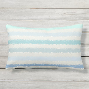 Blue Green Splash Stripe Outdoor Lumbar Pillow