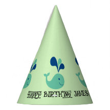 Blue Green Spouting Whale Birthday Party Hat☆★ ☆★