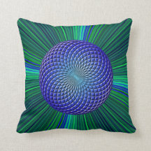 Blue & Green Star-burst with Orb Pillow