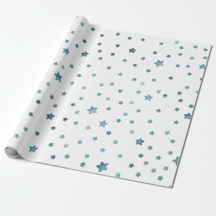 Blue Green Stars Wrapping Paper