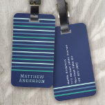 Blue Green Stripe Monogram Luggage Tag<br><div class="desc">From our bestselling blue stripe monogram collection</div>