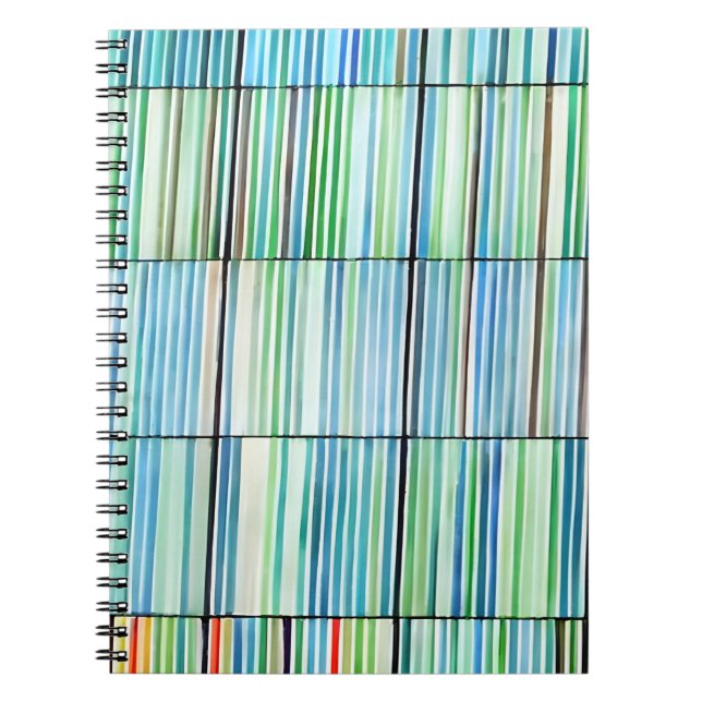 Blue Green Striped Abstract Notebook (Front)