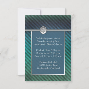 Blue, Green Striped Bar Mitzvah Enclosure Card