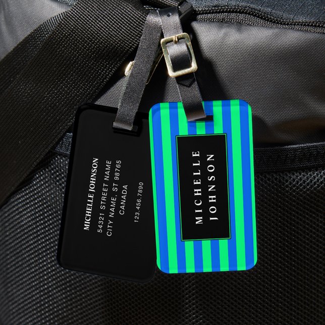 Blue Green Striped Luggage Tag (Creator Uploaded)