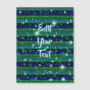 Blue Green Stripes with Stars and Raindrops