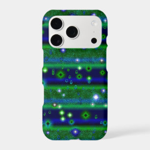Blue Green Stripes with Stars and Raindrops