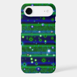 Blue Green Stripes with Stars and Raindrops