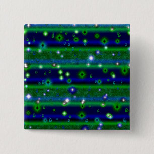 Blue Green Stripes with Stars and Raindrops 15 Cm Square Badge