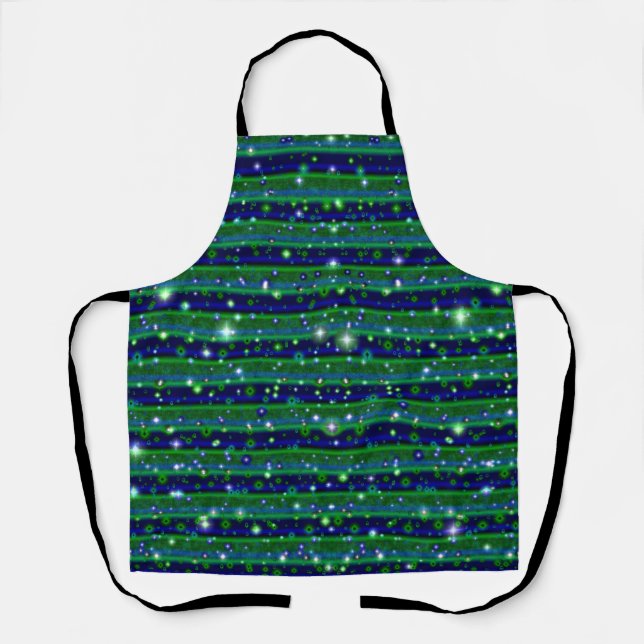 Blue Green Stripes with Stars and Raindrops Apron (Front)