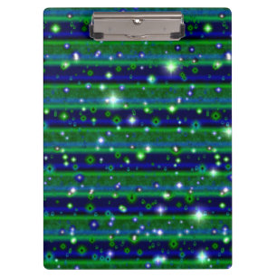 Blue Green Stripes with Stars and Raindrops Clipboard