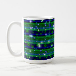 Blue Green Stripes with Stars and Raindrops Coffee Mug