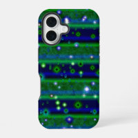 Blue Green Stripes with Stars and Raindrops