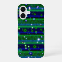 Blue Green Stripes with Stars and Raindrops