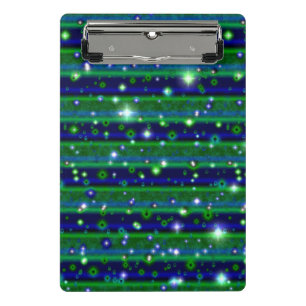 Blue Green Stripes with Stars and Raindrops Mini Clipboard