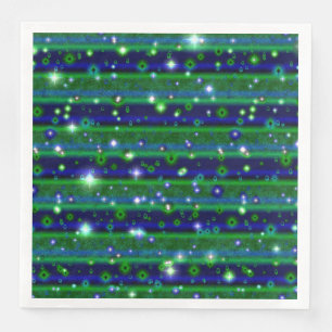 Blue Green Stripes with Stars and Raindrops Napkin