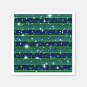 Blue Green Stripes with Stars and Raindrops Napkin