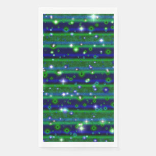 Blue Green Stripes with Stars and Raindrops Napkin