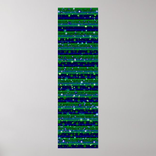 Blue Green Stripes with Stars and Raindrops Poster (Front)