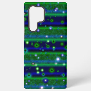 Blue Green Stripes with Stars and Raindrops Samsung Galaxy Case