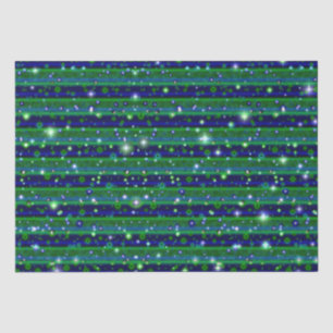 Blue Green Stripes with Stars and Raindrops Tissue Paper