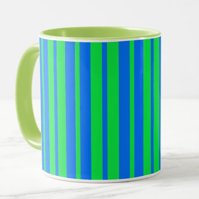 Blue Green Stylish Stripes Pattern Design  Mug (Creator Uploaded)