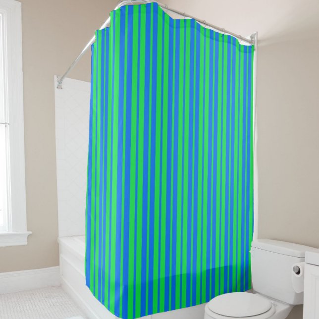 Blue Green Stylish Stripes Pattern Design  Shower Curtain (Creator Uploaded)