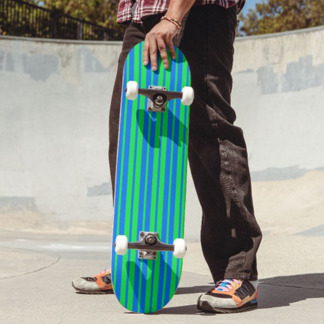 Blue Green Stylish Stripes Pattern Design  Skateboard (Creator Uploaded)
