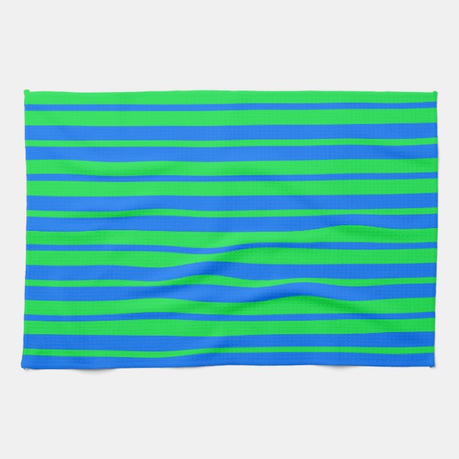 Blue Green Stylish Stripes Pattern Design  Tea Towel (Horizontal)
