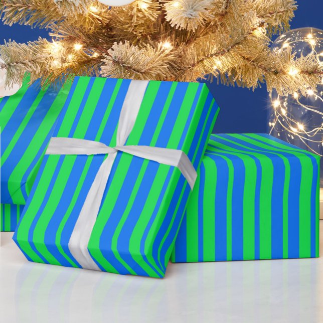 Blue Green Stylish Stripes Pattern Design  Wrapping Paper (Creator Uploaded)