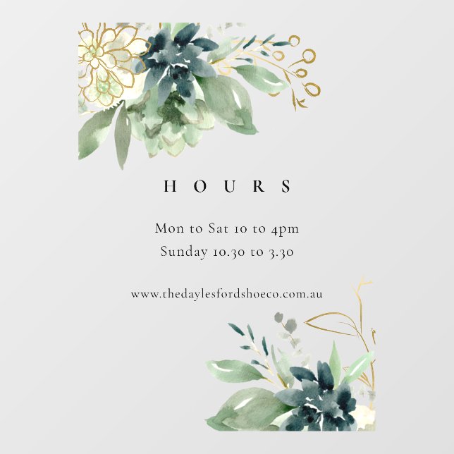 Blue Green Succulent Fauna Opening Hours (Sheet)