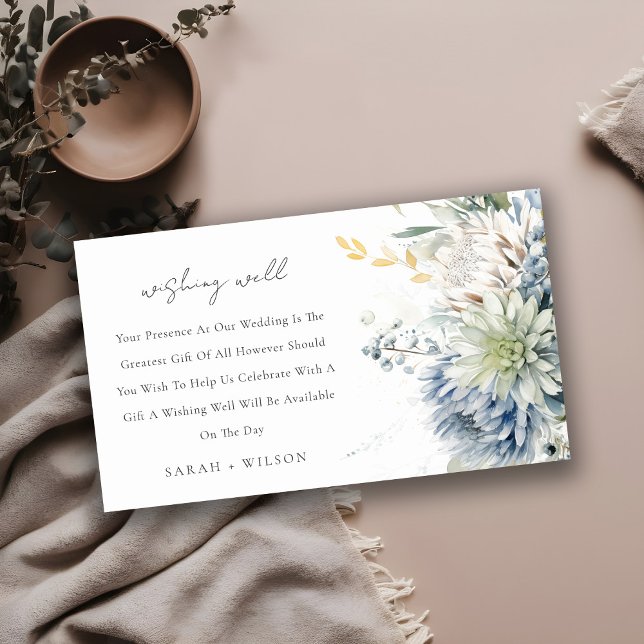 Blue Green Succulent Floral Wedding Wishing Well Enclosure Card (Creator Uploaded)