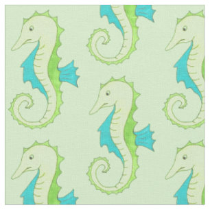 Blue Green Summer Seahorse Seahorses Beach Marine Fabric