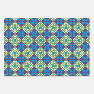 Blue Green Sunset Wrapping Paper Sheet