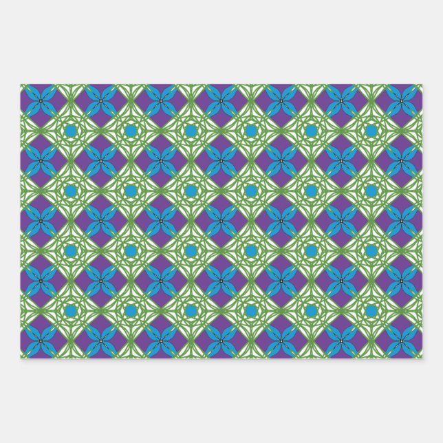 Blue Green Sunset Wrapping Paper Sheet (Front 2)