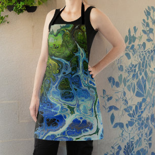 Blue Green Swirl All-Over Print Apron