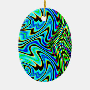Blue Green Swirl Ceramic Ornament