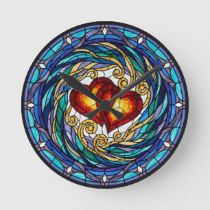 Blue & Green Swirl Romantic Home Décor Round Clock