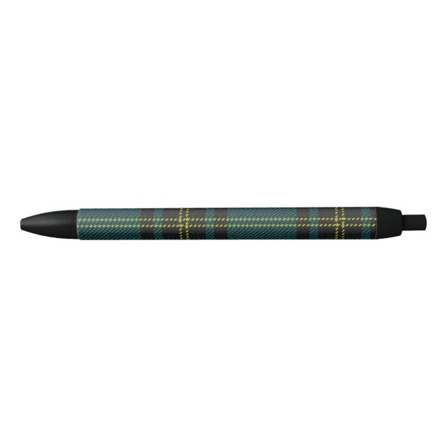 Blue-Green Tartan Black Ink Pen (Front)