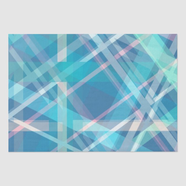 Blue Green Tartan Funky Abstract Tissue Paper (Front)