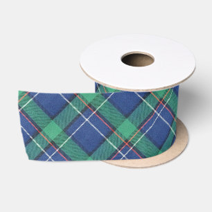 Blue Green Tartan Pattern Plaid Satin Ribbon