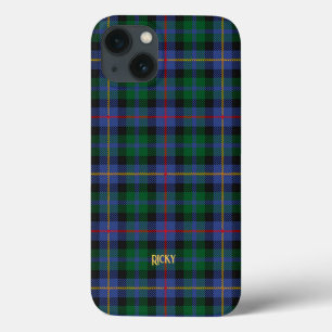 Blue Green Tartan PhoneCase w/Name or Initials iPhone 13 Case